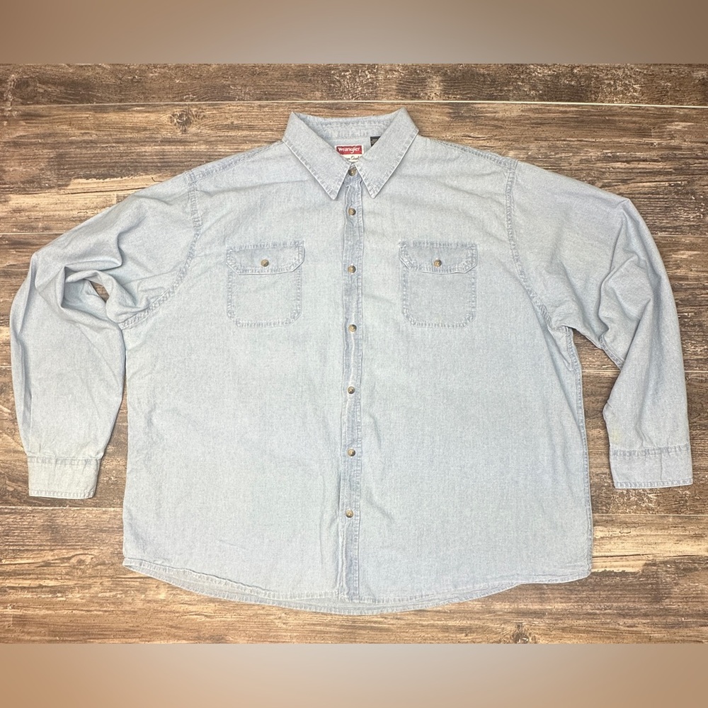 Wrangler Chambray Denim Button Shirt 3XL Workwear Western Utility